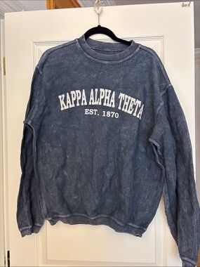 Kappa Alpha Theta Mineral Wash Ribbed 100% Cotton Crewneck Sweatshirt